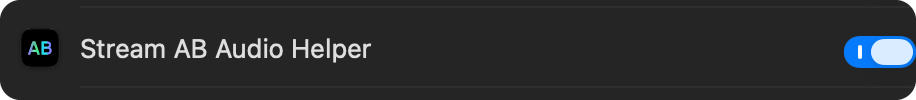 System Settings with Stream AB Audio Helper switched on
